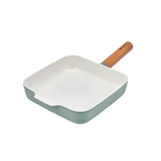 【HAPPYCALL】原野灰強化白陶IH鍛造原木不沾鍋方煎鍋22cm(電磁爐適用)