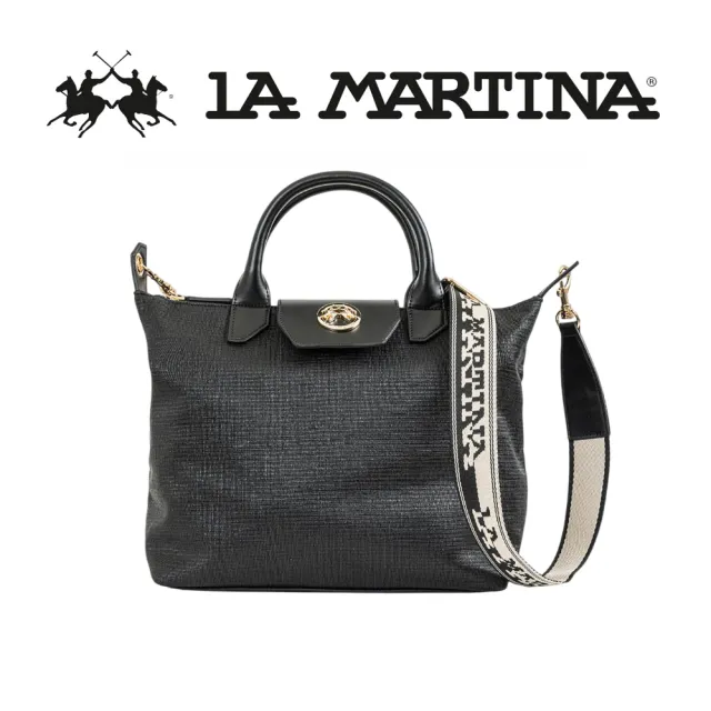 【LA MARTINA】雙11 義大利原裝進口 頂級手提包肩背包 1867P(黑色)