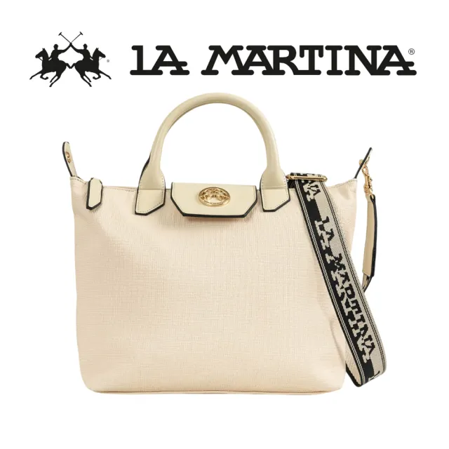 【LA MARTINA】雙11 義大利原裝進口 頂級手提包肩背包 1868P(米白色)