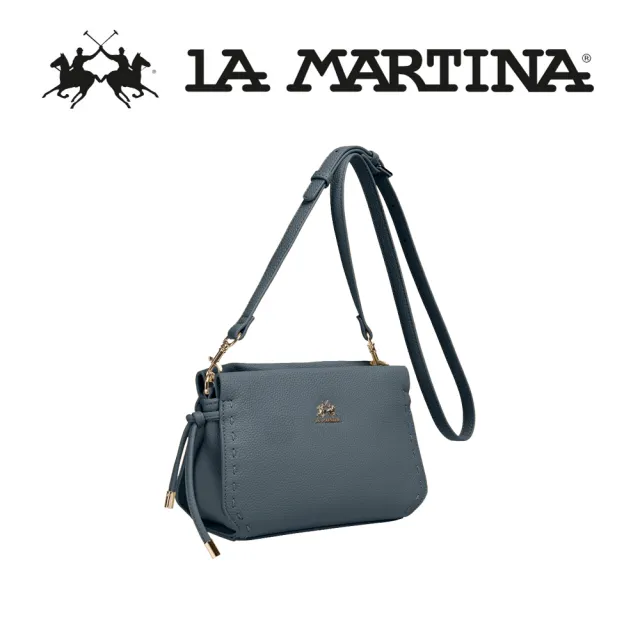 【LA MARTINA】雙11 義大利原裝進口 頂級皮革肩背包 1823P(淡藍色)