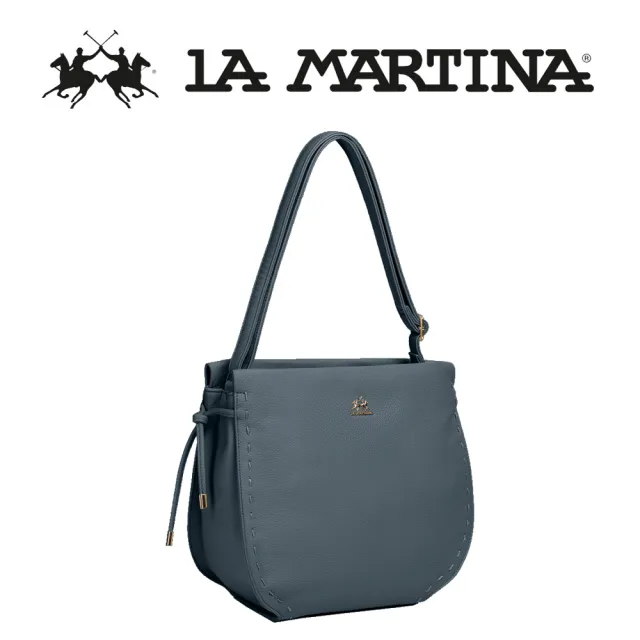【LA MARTINA】雙11 義大利原裝進口 限量3折 頂級皮革肩背包 1822P 全新專櫃展示品(淡藍色)