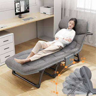 【小不記】加大號 床墊一體 美式折疊床 六段調節八腿穩固(摺疊床 躺椅 行軍床 辦公午休床 戶外露營 折疊床)