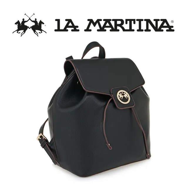 【LA MARTINA】雙11 義大利原裝進口 頂級皮革後背包 1862P(黑色)