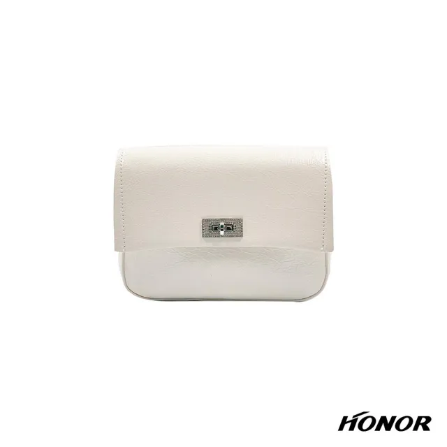 【HONOR 山形屋】簡約鎖釦可調鍊帶小方包-黑/淺杏