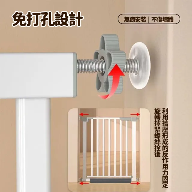 【小不記】高76公分 安裝寬度（132-139）(安全防護門欄/安全圍欄/寵物柵欄門欄/柵欄門/自帶延長件組)