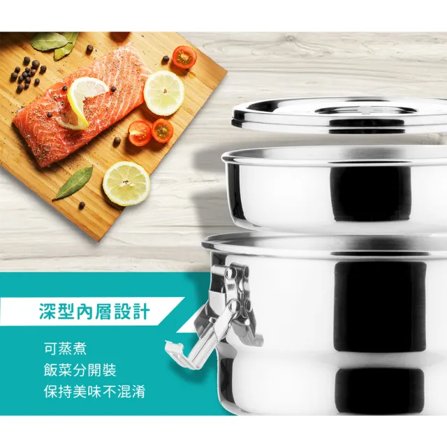【Chieh Pao 潔豹】304不鏽鋼康潔密封餐盒 14CM 800CC(SGS檢驗合格 防溢 飯盒 便當盒)