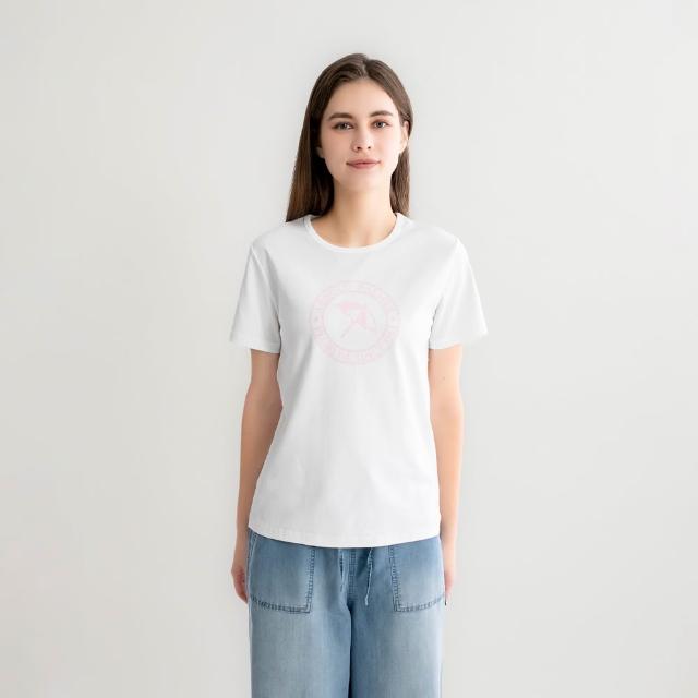 【Arnold Palmer 雨傘】女裝-經典傘幸運草親膚純棉圓領T-shirt(白色)