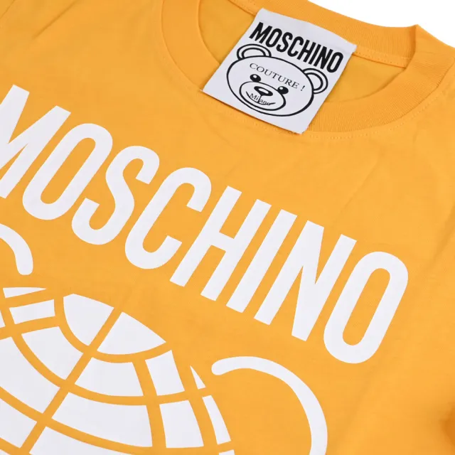 【MOSCHINO】簡約品牌LOGO大臉小熊純棉質個性短T恤(橘色)