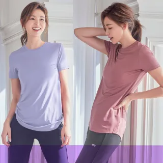 【STL】現貨 出清品 韓國瑜伽 抗UV防曬 ESSENCE 女 運動機能 短袖 上衣 涼感 快乾 長版 微腰身 蓋臀(多色)