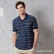 【NAUTICA】官方旗艦 男裝 撞色條紋休閒短袖POLO衫(黑色)