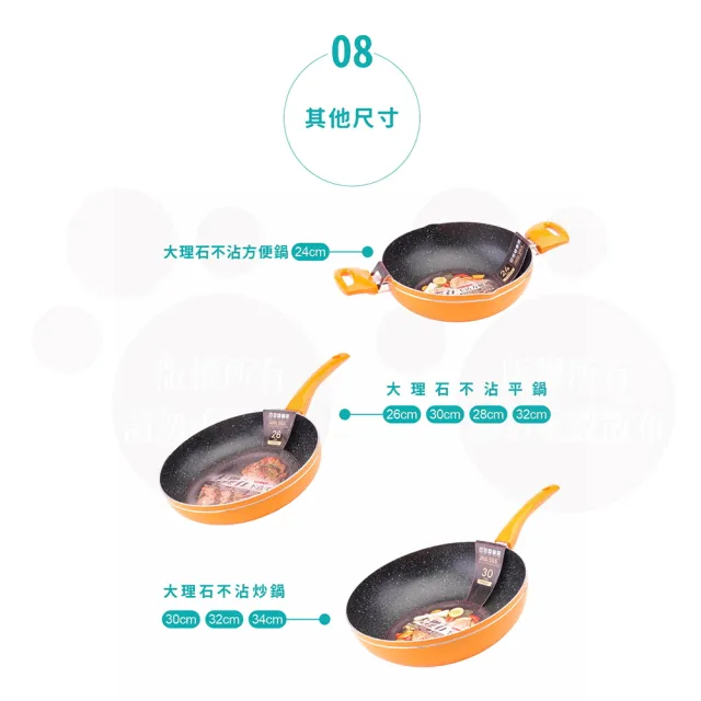 【Chieh Pao 潔豹】導磁底大理石不沾炒鍋 30CM(台灣製精品 IH電磁爐可用 不沾鍋 平底鍋)