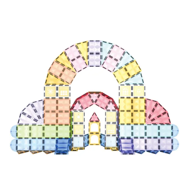 【小牛津】皇家星鑽磁力片-122pcs(童話風配色 空間建構/STEAM玩具)
