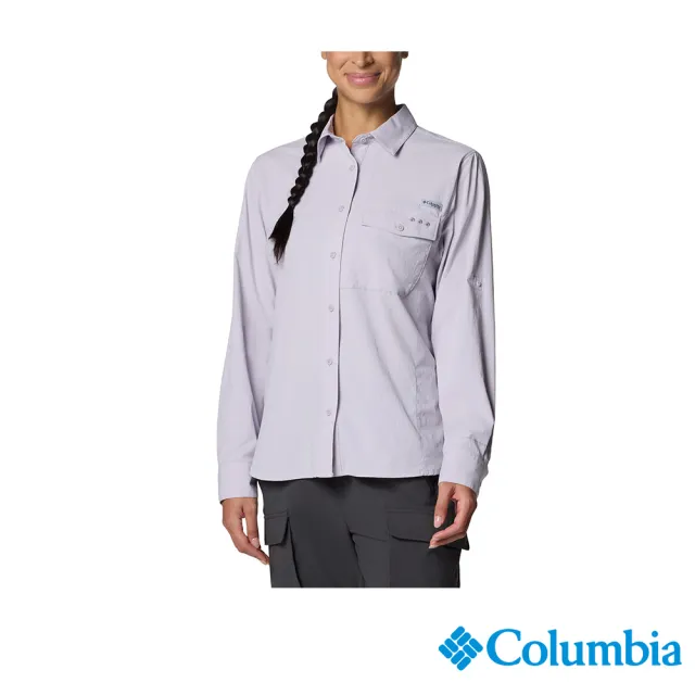 【Columbia 哥倫比亞】女款-女防曬UPF50快排長袖襯衫-淡紫色(UFL96020AZ/JS)