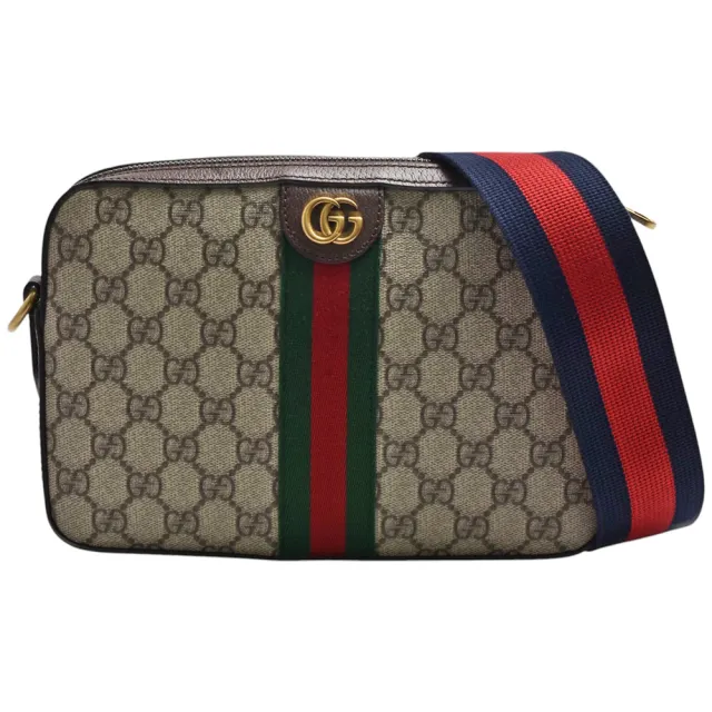 【GUCCI 古馳】GUCCI 經典Ophidia系列GG Supreme印花帆布拉鍊手拿/斜背包(烏木色699439-9C2ST-8920)
