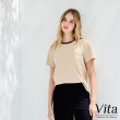 【MYSHEROS 蜜雪兒】VITA 網路獨家商品 造型上衣 人棉透氣面料 珍珠裝飾撞色圓領(二色任選)