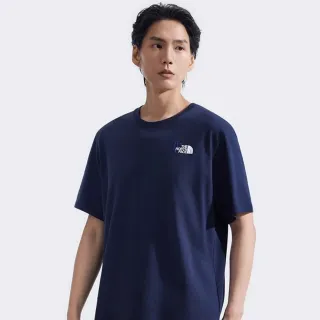 【The North Face 官方旗艦】北面男女款藍色純棉短袖T恤｜8DBV8K2