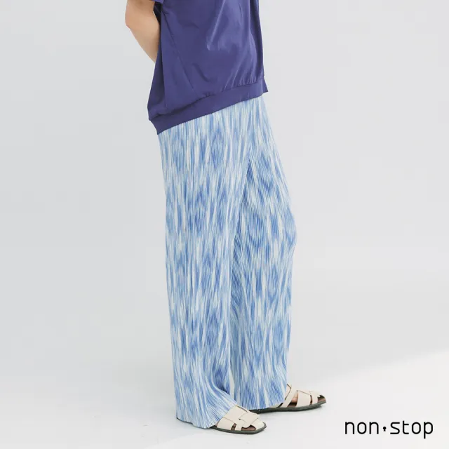 【non-stop】夏日印花細褶雪紡寬褲-2色
