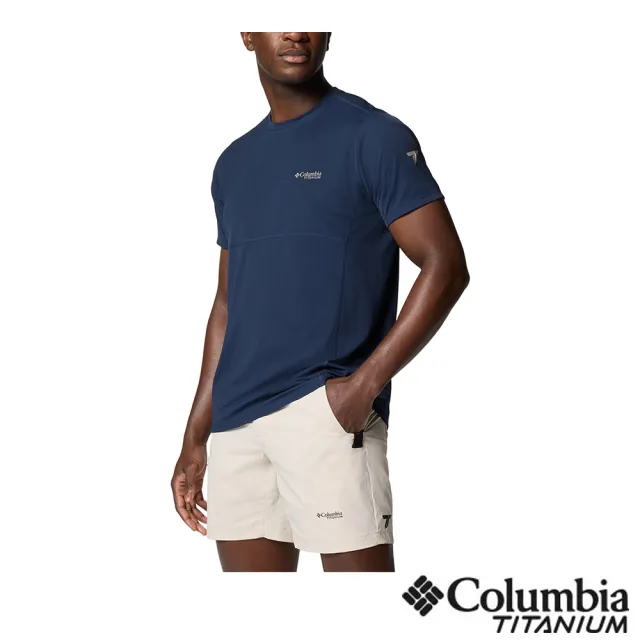 【Columbia 哥倫比亞】男款- 防曬UPF40酷涼快排短上衣-深藍(UAO15190NY/JS)
