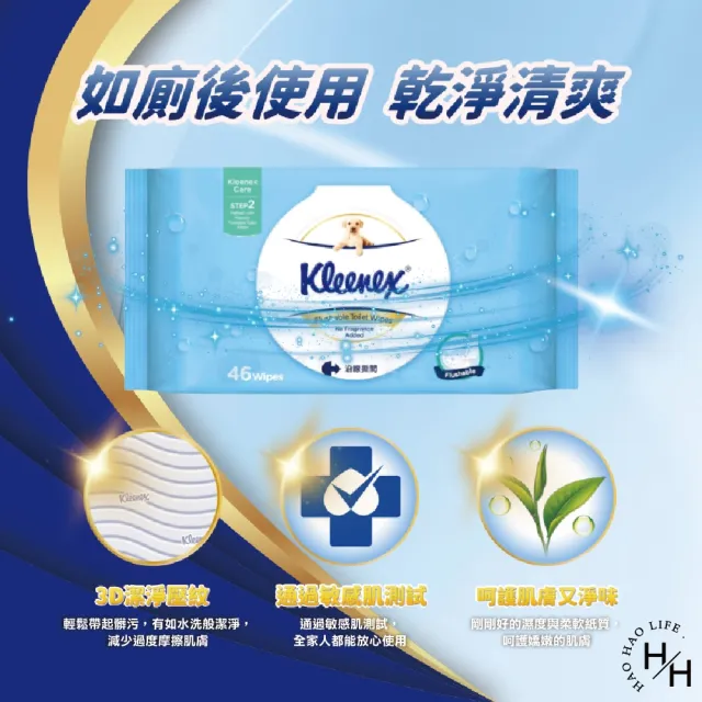 【Kleenex 舒潔】2箱共28包 濕式衛生紙(46抽x28包共2箱)