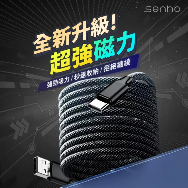 【Mr.U 優先生】Senho Type-C to C/USB-A to C 1M 60W 編織磁力線(支援i15 全線磁力)