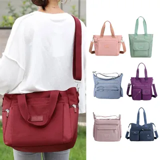 【LEESA】尼龍斜背包\多功能\大容量\托特包\側背包\上班通勤包\包包女\單肩包\手提包\媽媽