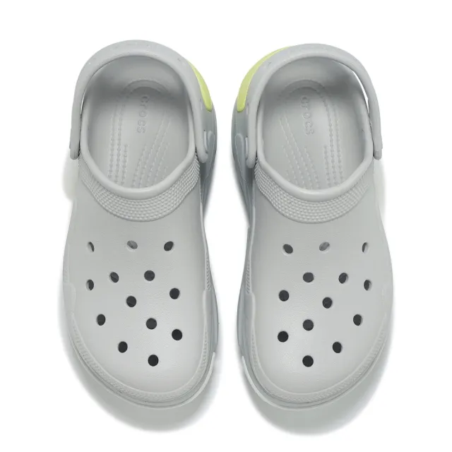 【Crocs】洞洞鞋 Bubble Crush Clog 男女鞋 貝殼泡芙 厚底克駱格 大氣灰 卡駱馳(2100611FT)