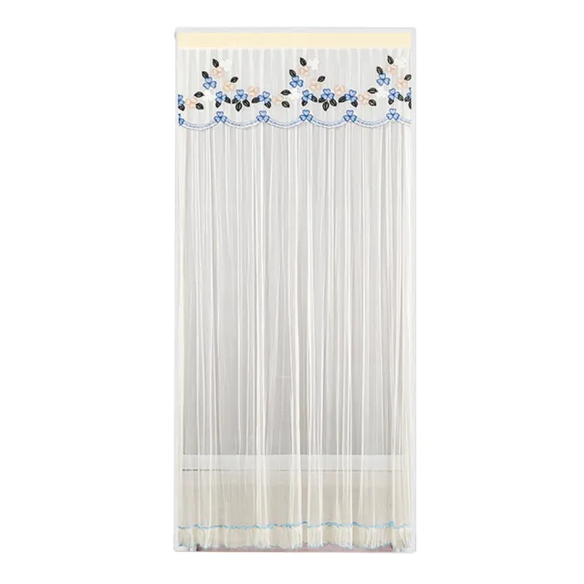 【嵐楓居家】單層蕾絲刺繡防蚊門簾95*200cm(蕾絲刺繡防蚊/門簾/風水簾/長門簾/穿桿門簾)
