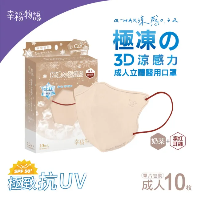 【BenQHealth 明基健康生活】幸福物語 極凍舘3D立體醫療口罩10片/盒x4盒(瞬間涼感 成人、XL雙尺寸)