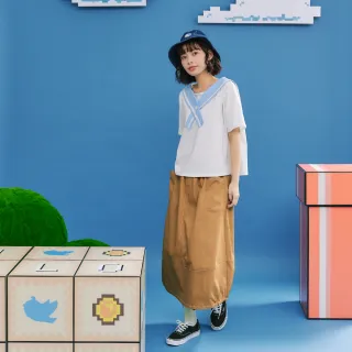 【Dailo】配色車線繭型長裙(黑 綠 杏 駝/魅力商品)