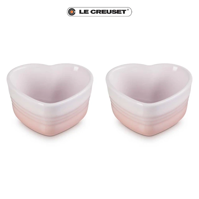 【Le Creuset】瓷器愛心烤皿2入-350ml(貝殼粉)