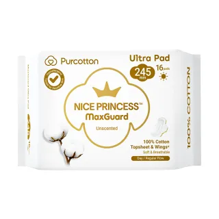 【Purcotton】全棉時代 100%純棉超淨吸日用衛生棉 24.5公分 奈絲公主系列 箱購18包(一包16入)