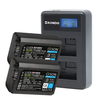 【KANDO】充電組合 for Sony NP-FW50(DB-FW50/鋰電池二入+液晶雙槽充電器)