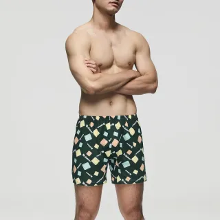 【Mr. DADADO】跳躍方格 M-3L印花四角男內褲 天然絲光棉-吸濕排汗-GHQ518GR(綠)