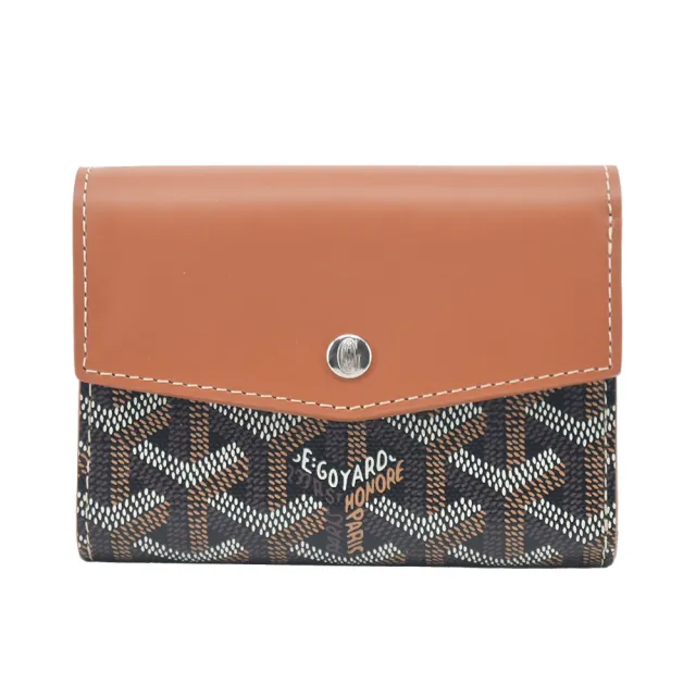 【GOYARD 高雅德】拼接塗料帆布三折短夾(黑棕)