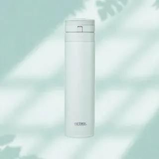 【THERMOS膳魔師】迷霧綠不鏽鋼超輕量自動上鎖真空保溫杯450ml(JNS-453-GR)