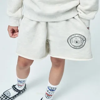 【MARDI MERCREDI】童裝 印花短褲 燕麥色  經典小雛菊 黑花 純棉 KIDS SWEAT SHORTS MARCHE EMBLEM