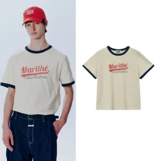 【MARITHE FRANCOIS GIRBAUD】官方旗艦 復古LOGO滾邊短袖T恤 MFG 中性(象牙白)