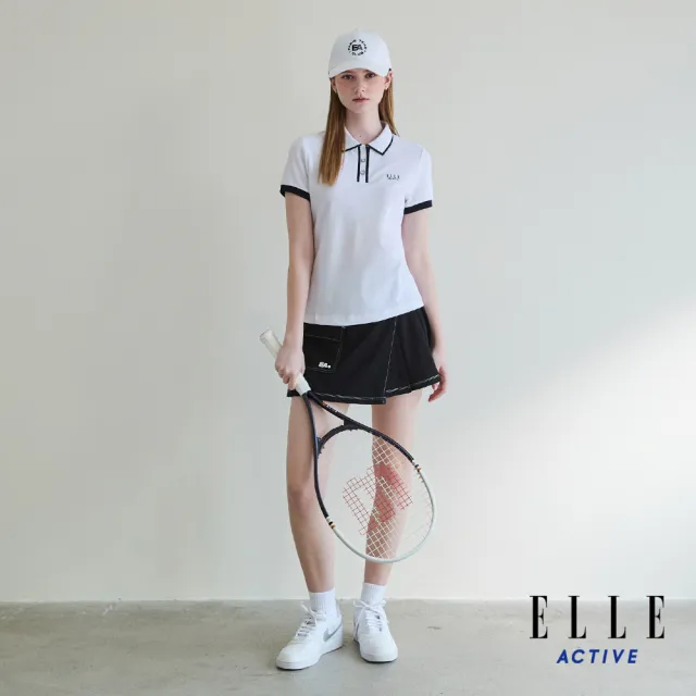 【ELLE ACTIVE】女款 簡約撞色休閒短袖POLO衫-白色(EA25S1W1101#90)