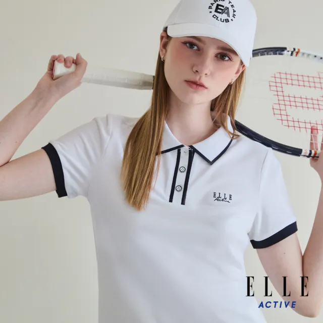 【ELLE ACTIVE】女款 簡約撞色休閒短袖POLO衫-白色(EA25S1W1101#90)