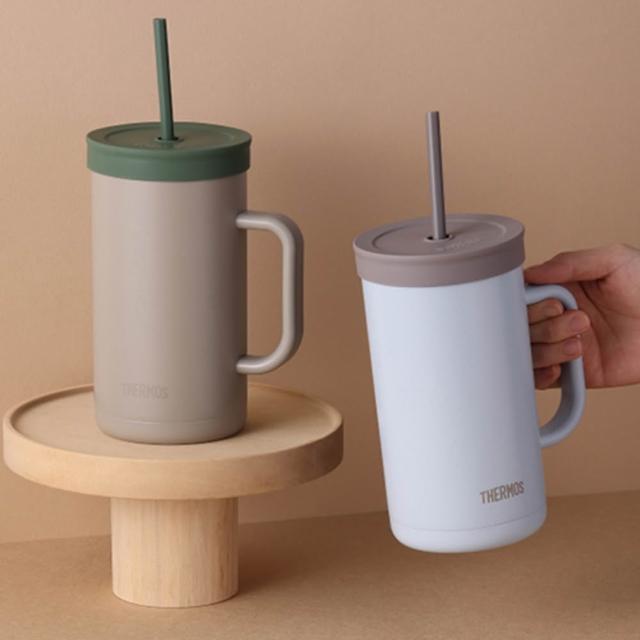 【THERMOS 膳魔師】可進洗碗機不鏽鋼真空吸管杯1000ml(TKHA-1000)