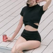 【SeasonsBikini】流行熱賣女泳裝短袖泳裝遮肉泳裝-組合-大尺碼(短袖女泳裝兩件式泳裝連身顯瘦遮肉美背)