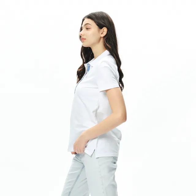 【NAUTICA】官方旗艦 女裝 經典素色排扣短袖POLO衫(白色)