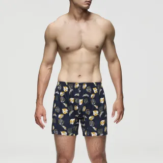 【Mr. DADADO】金枝玉葉 M-3L印花四角男內褲 天然絲光棉-吸濕排汗-GHQ516BK(藍黑)