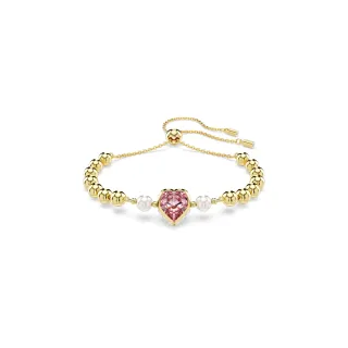 【SWAROVSKI 施華洛世奇】Imber 手鏈 水晶珍珠 心形切割 心形 粉紅色 鍍金色