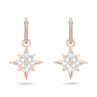 【SWAROVSKI 施華洛世奇】Symbolica 水滴形耳環 星星 白色 鍍玫瑰金色