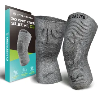 【Vital Salveo 紗比優】防護鍺舒適型護膝一雙入(舒適無支條/多尺寸選擇/竹炭除臭/運動休閒保健/台灣製造)