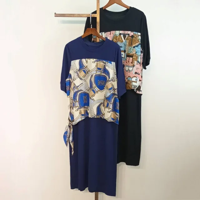 【SuperWands】時尚異國風圖騰綁帶洋裝