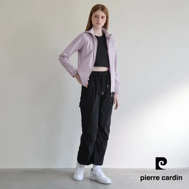 【pierre cardin 皮爾卡登】休閒服飾 女款 可拆帽透氣防曬連帽外套-紫色(6257691-22)