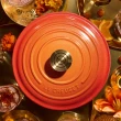 【Le Creuset】萬用窈窕鑄鐵鍋 18(流金火焰橘-百年限定淡金頭-內鍋黑)
