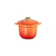 【Le Creuset】萬用窈窕鑄鐵鍋 18(流金火焰橘-百年限定淡金頭-內鍋黑)